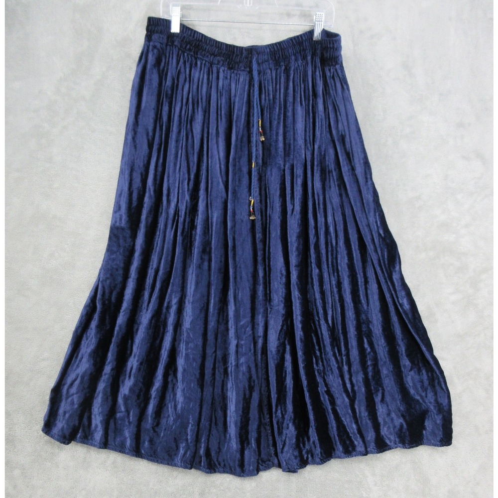 Vintage Just Class Skirt Womens Size XL Velvet Pheasant Midi Western Modest Blue
